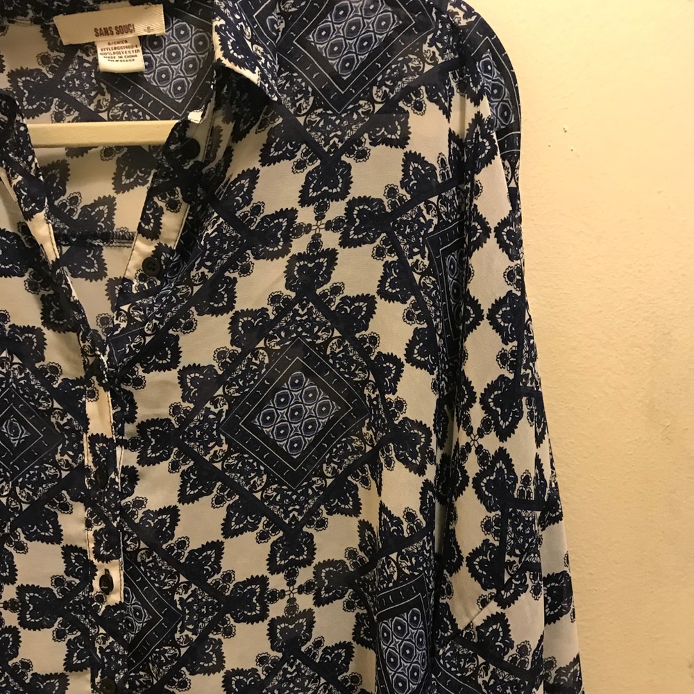 Blue Patterned Button-Down! - Picture 3 of 5